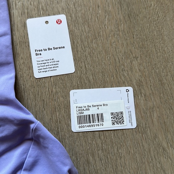 EUC free to be serene bra lilac smoke size 4 lululemon - Picture 3 of 14